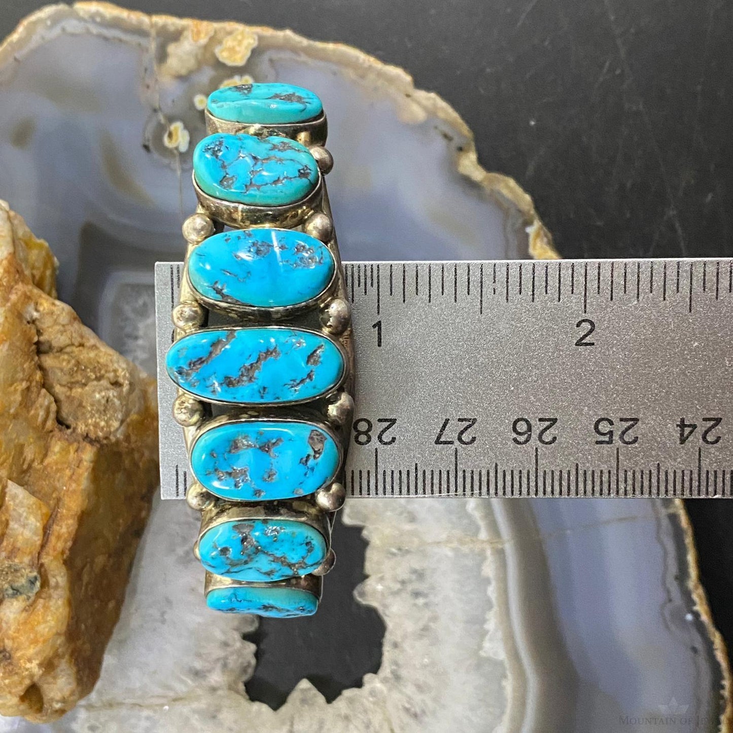 Ramona Loloma Vintage Native American Sterling Graduated Turquoise Bracelet