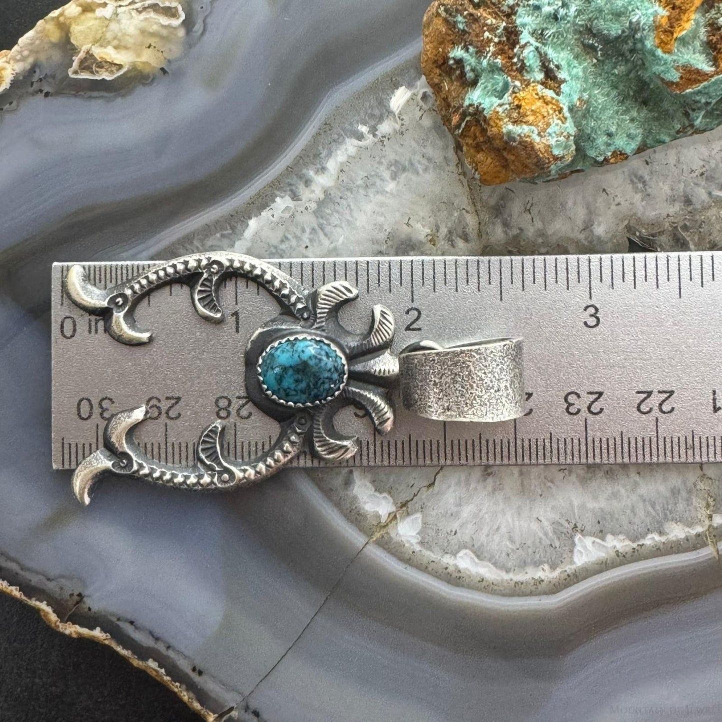 Eva & Linberg Billah Native American Sterling Silver Turquoise Unisex Naja Pendant #2