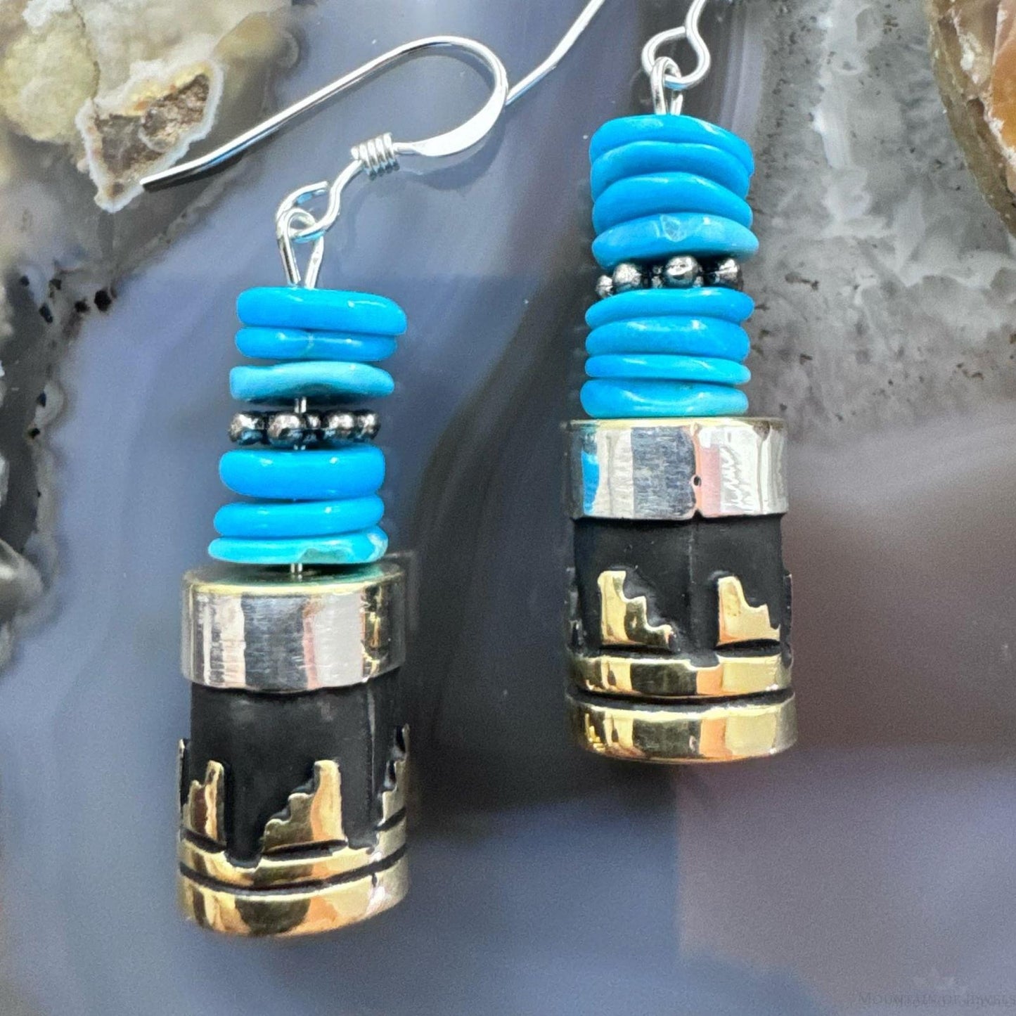 Tommy & Rosita Singer Sterling Silver Turquoise Beads Dangle Earrings For Women