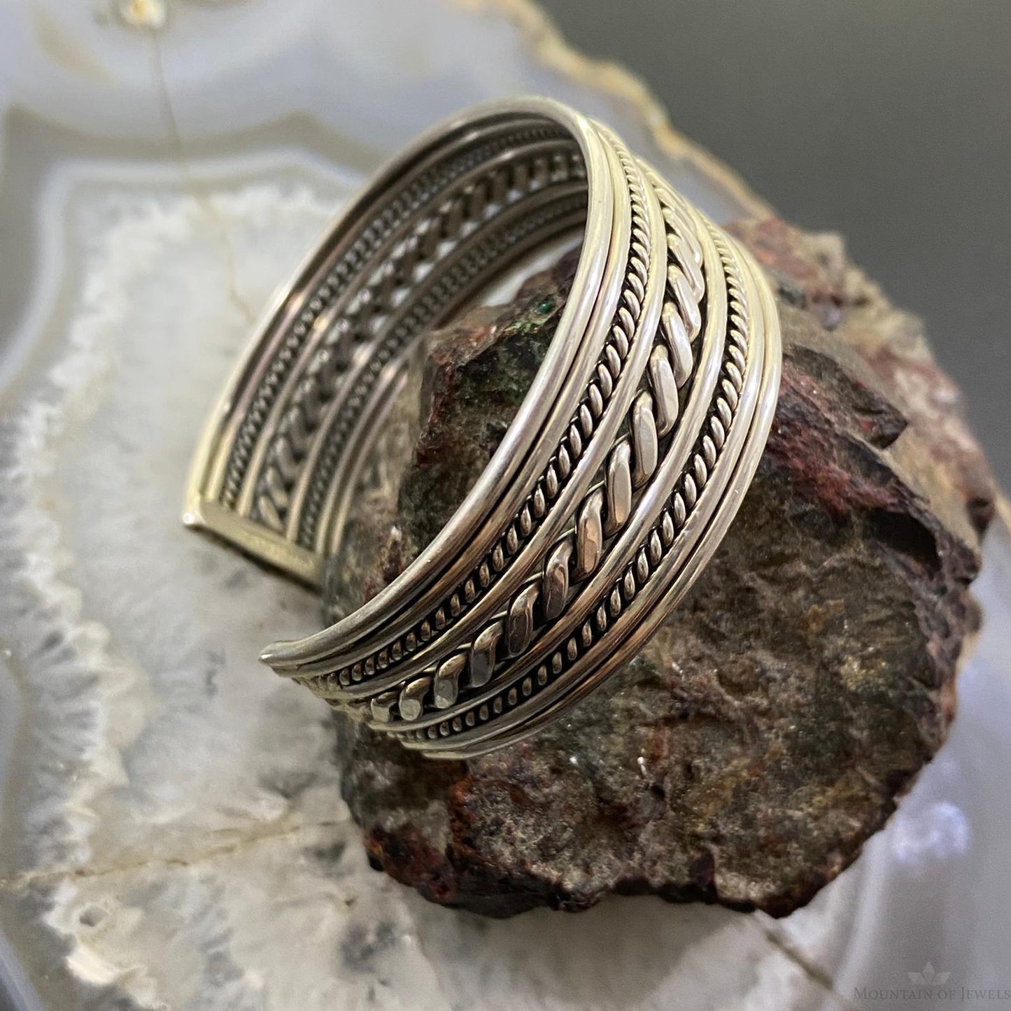 Vintage Native American Sterling Silver Rope Bracelet For Women