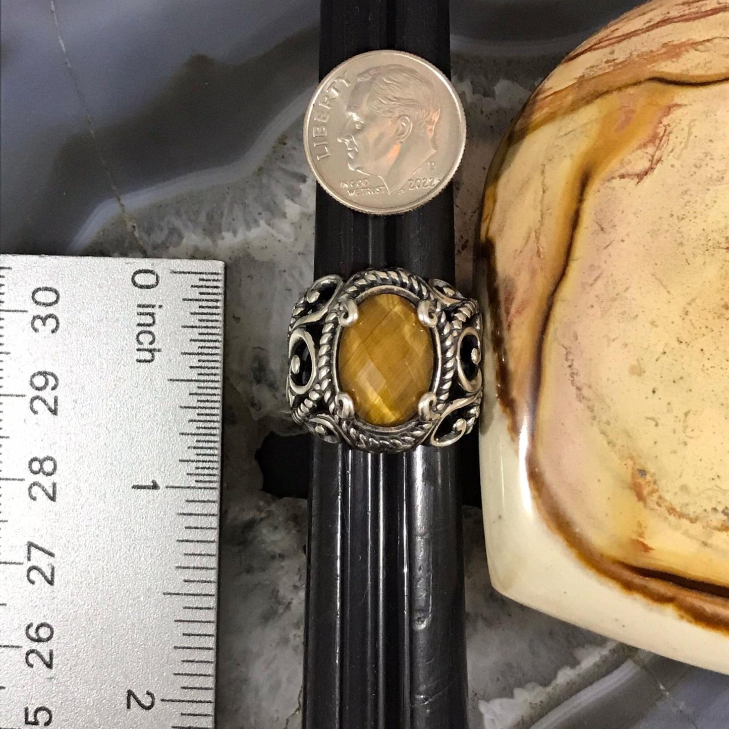 Carolyn Pollack Sterling Silver Oval Tiger's Eye Doublet Ring Size 6.25 For Women