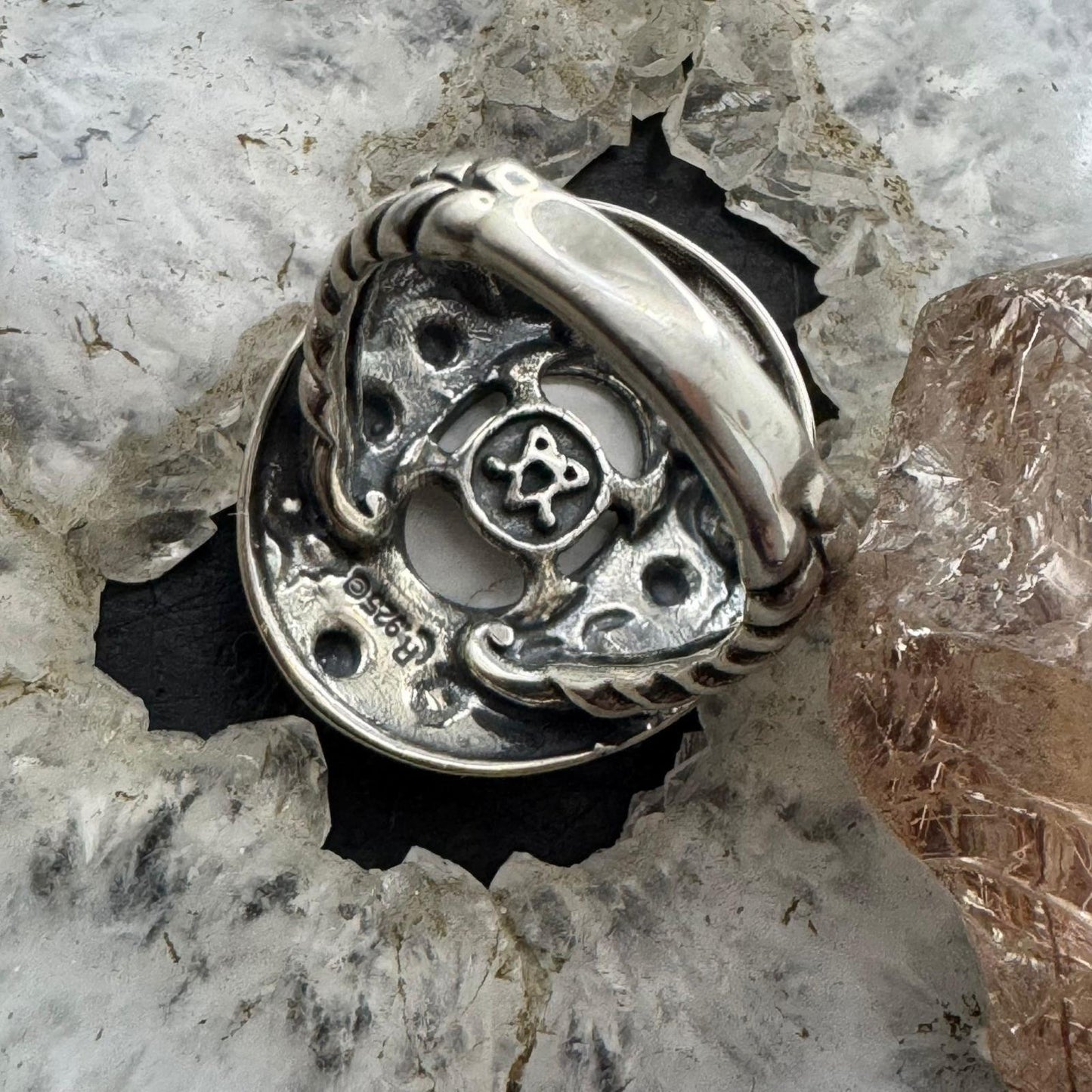 Carolyn Pollack Sterling Silver White Buffalo Petroglyph Ring Size 9 For Women