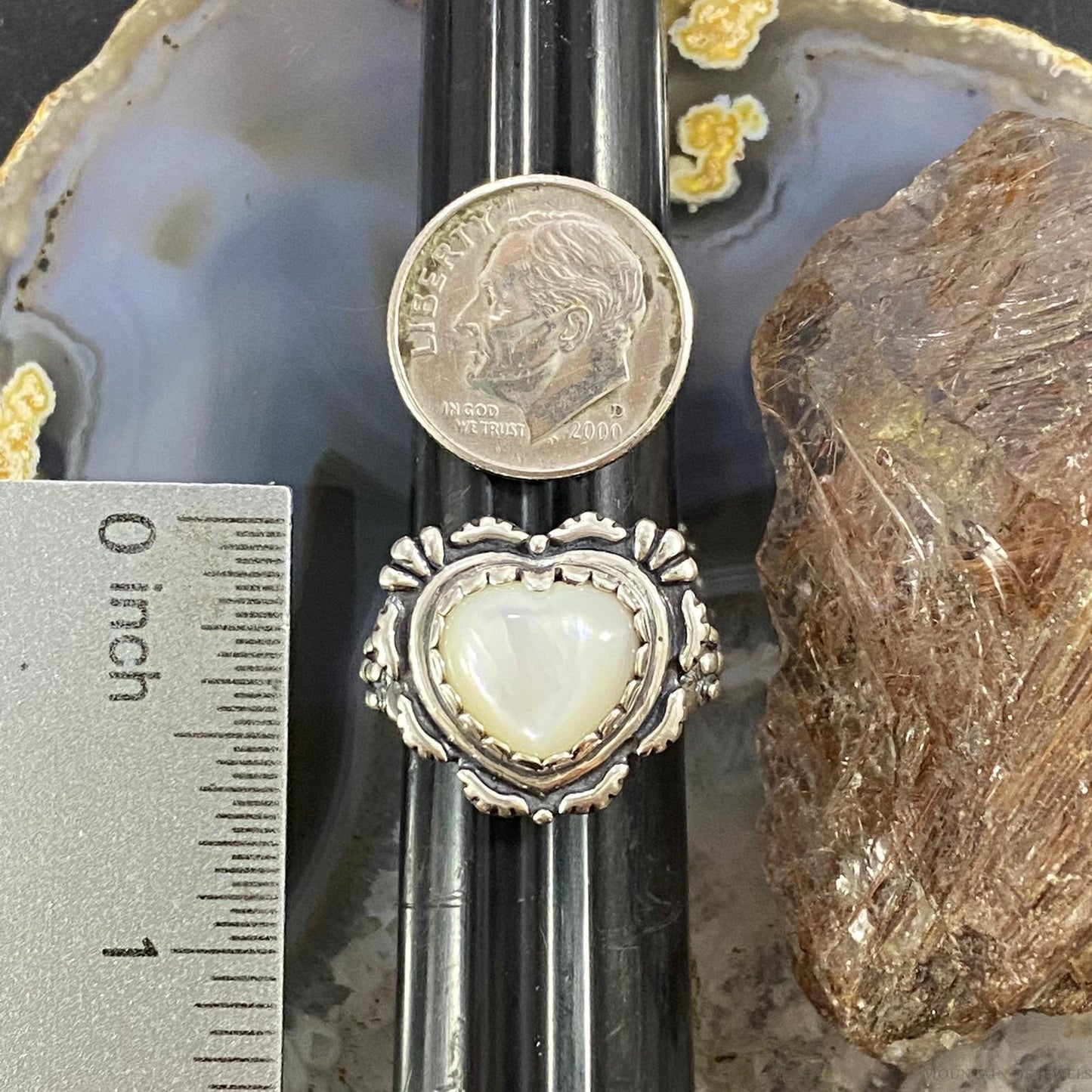 Carolyn Pollack Southwestern Style Silver Mother of Pearl Heart Ring For Women