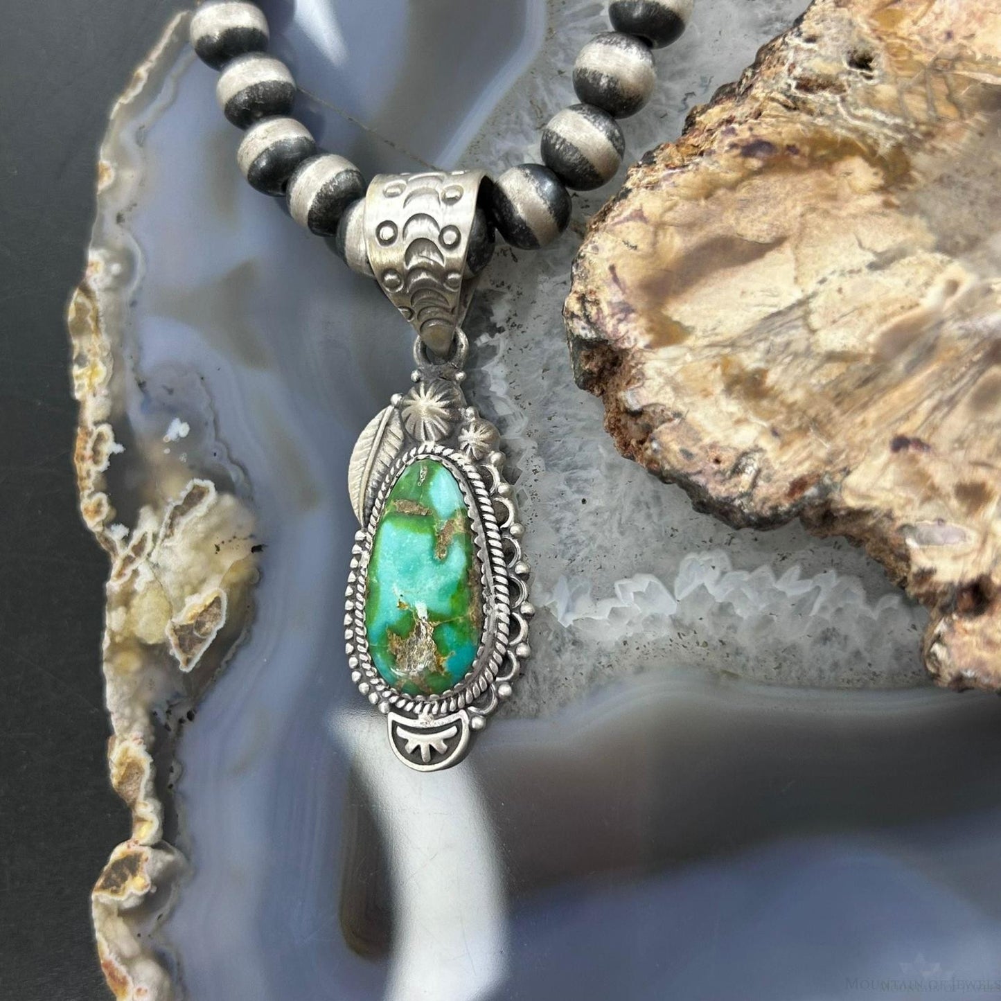 Sterling Silver Southwestern Style Sonora Gold Turquoise Decorated Pendant For Women #1