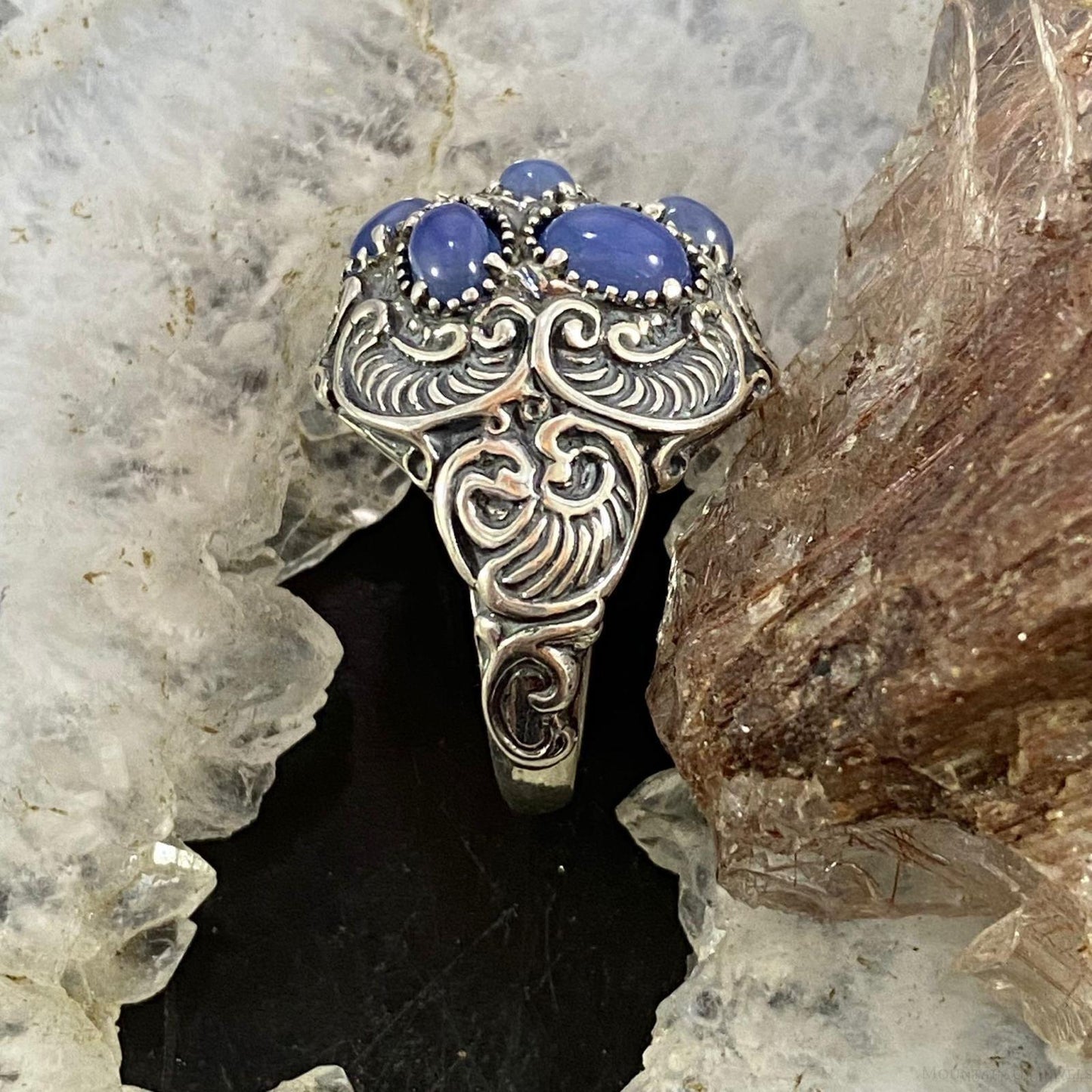 Carolyn Pollack Sterling Silver 7 Tanzanite Decorated Cluster Ring For Women