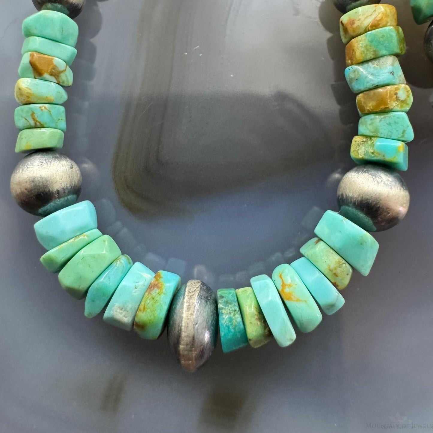 Sterling 4-6mm Navajo Pearl Southwester Style & 5mm Turquoise Bead Hoop Earrings For Women