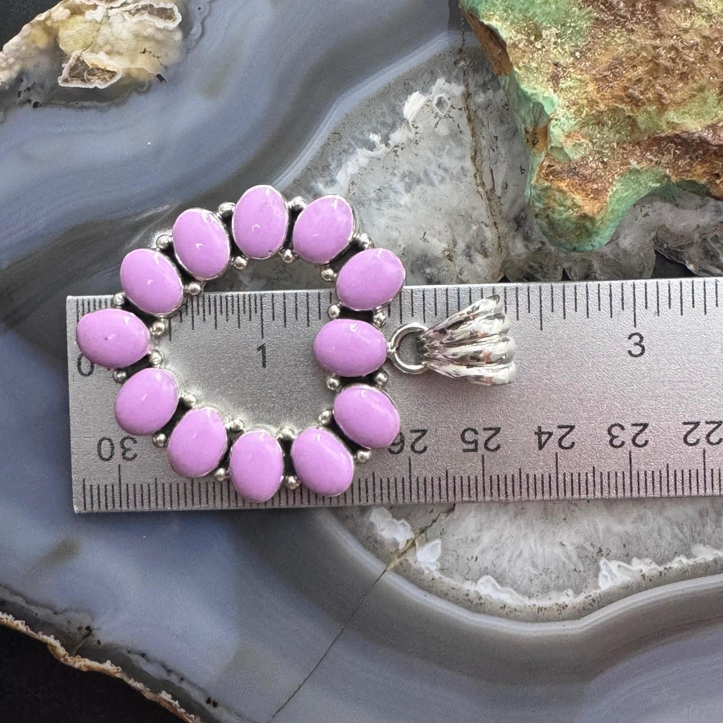 Native American Sterling Silver Phosphosiderite Heart Shape Pendant For Women