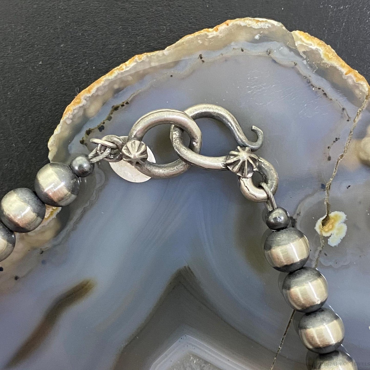 Navajo Pearl Beads 6 mm Sterling Silver Necklace Length 18" For Women