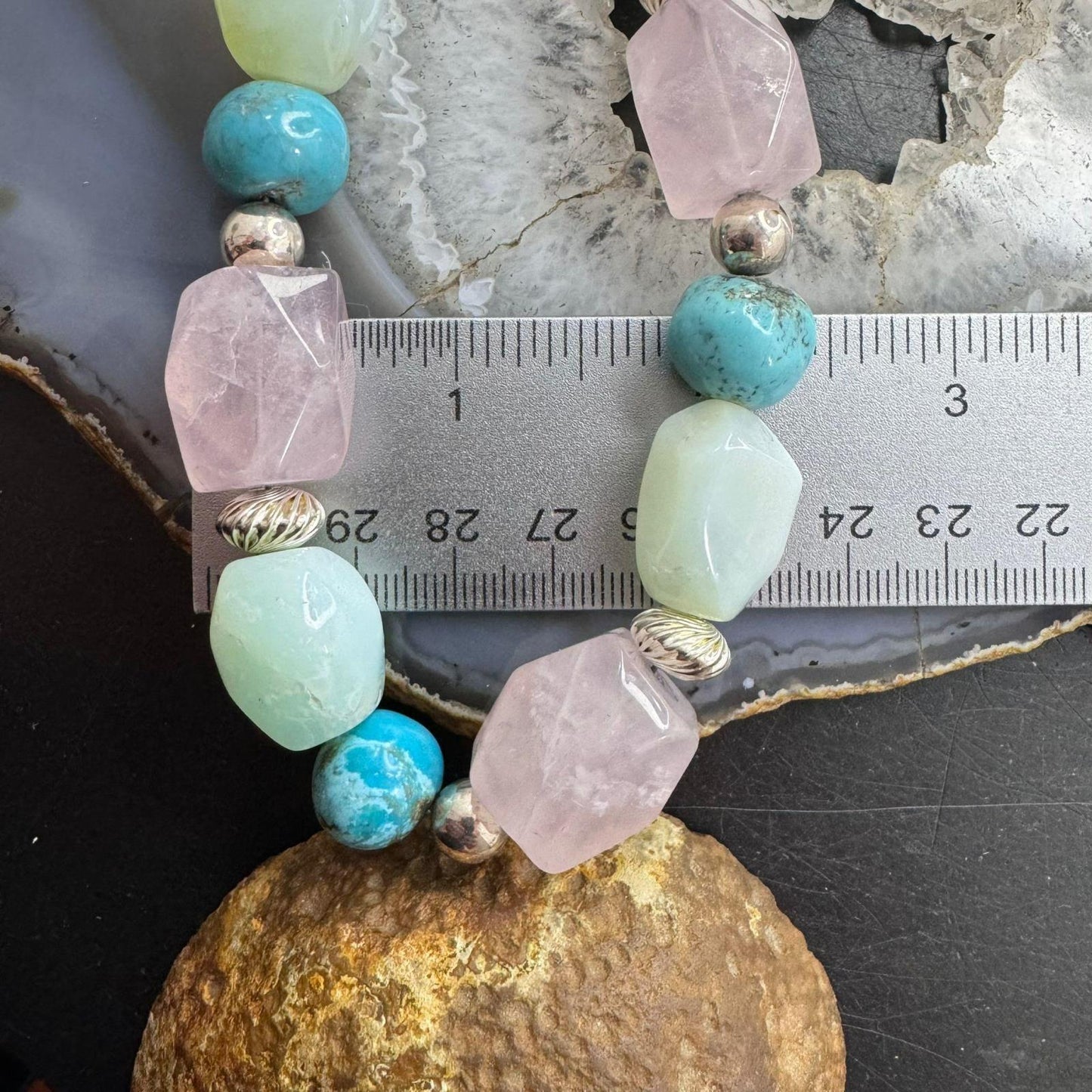 Carolyn Pollack Sterling Silver Ocean Shades Chunky Multi Beaded Necklace For Women