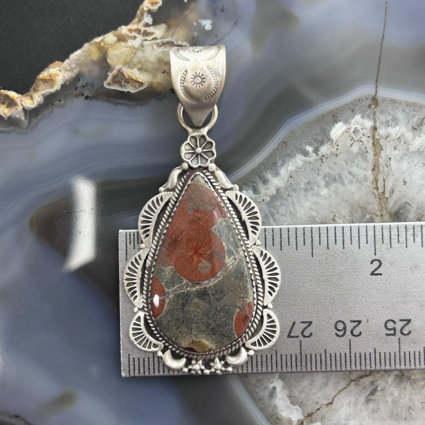 Sterling Silver Southwestern Style Teardrop Peanut Obsidian Pendant For Women