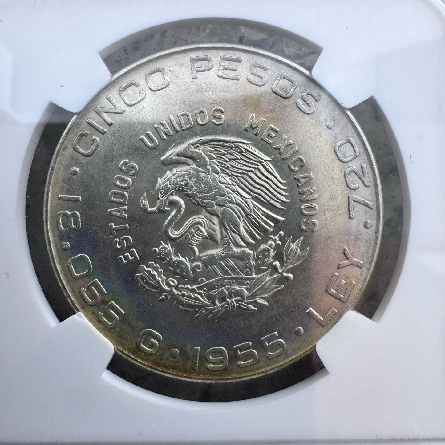 1955 Mexico Ssilver 5 Cinco Pesos S5P NGC MS62 #001