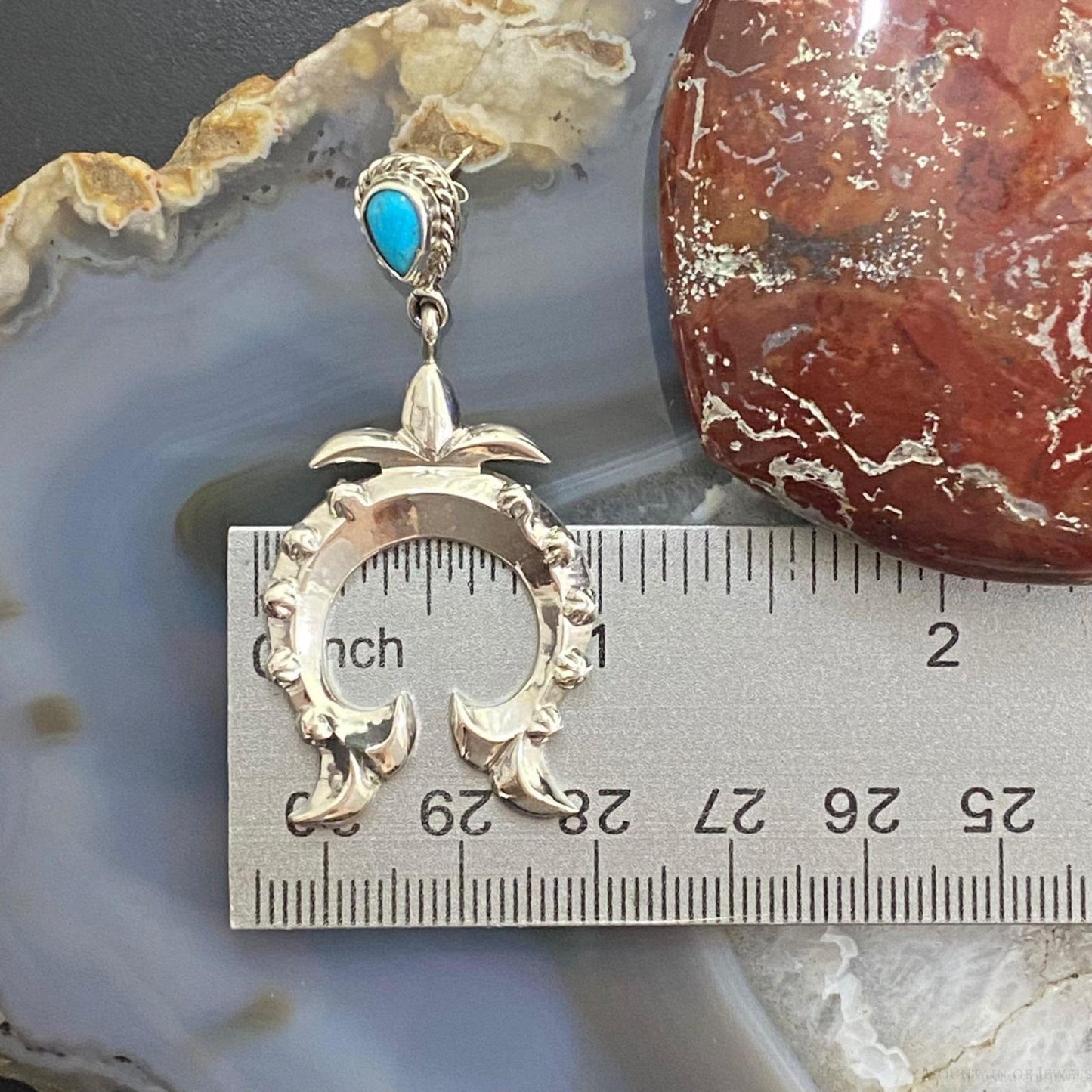 Native American Sterling Silver Turquoise Naja Drop Earrings For Women