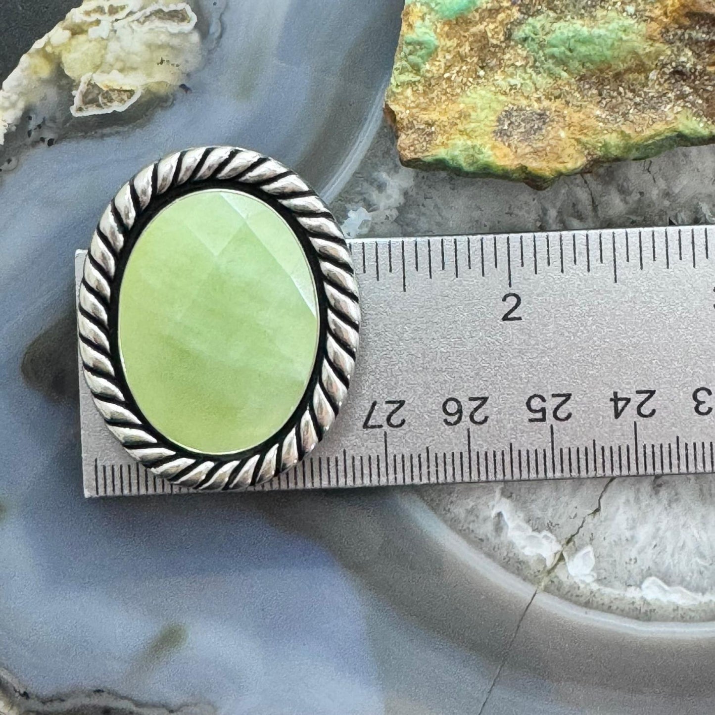 Carolyn Pollack Sterling Silver Large Faceted Oval Green MOP Pendant/Brooch For Women