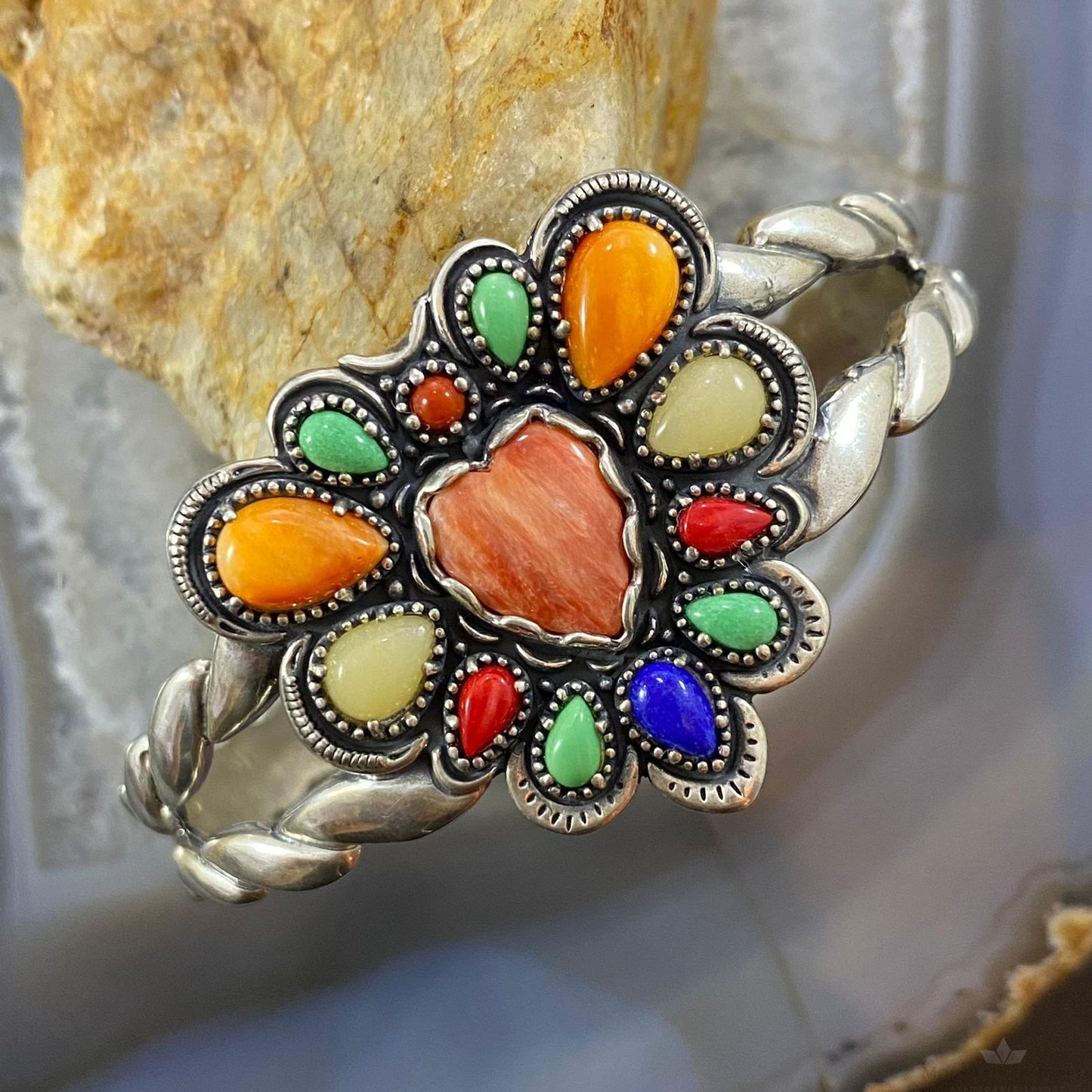 Carolyn Pollack Vintage Southwestern Style Sterling Silver Multistone Heart Bracelet For Women