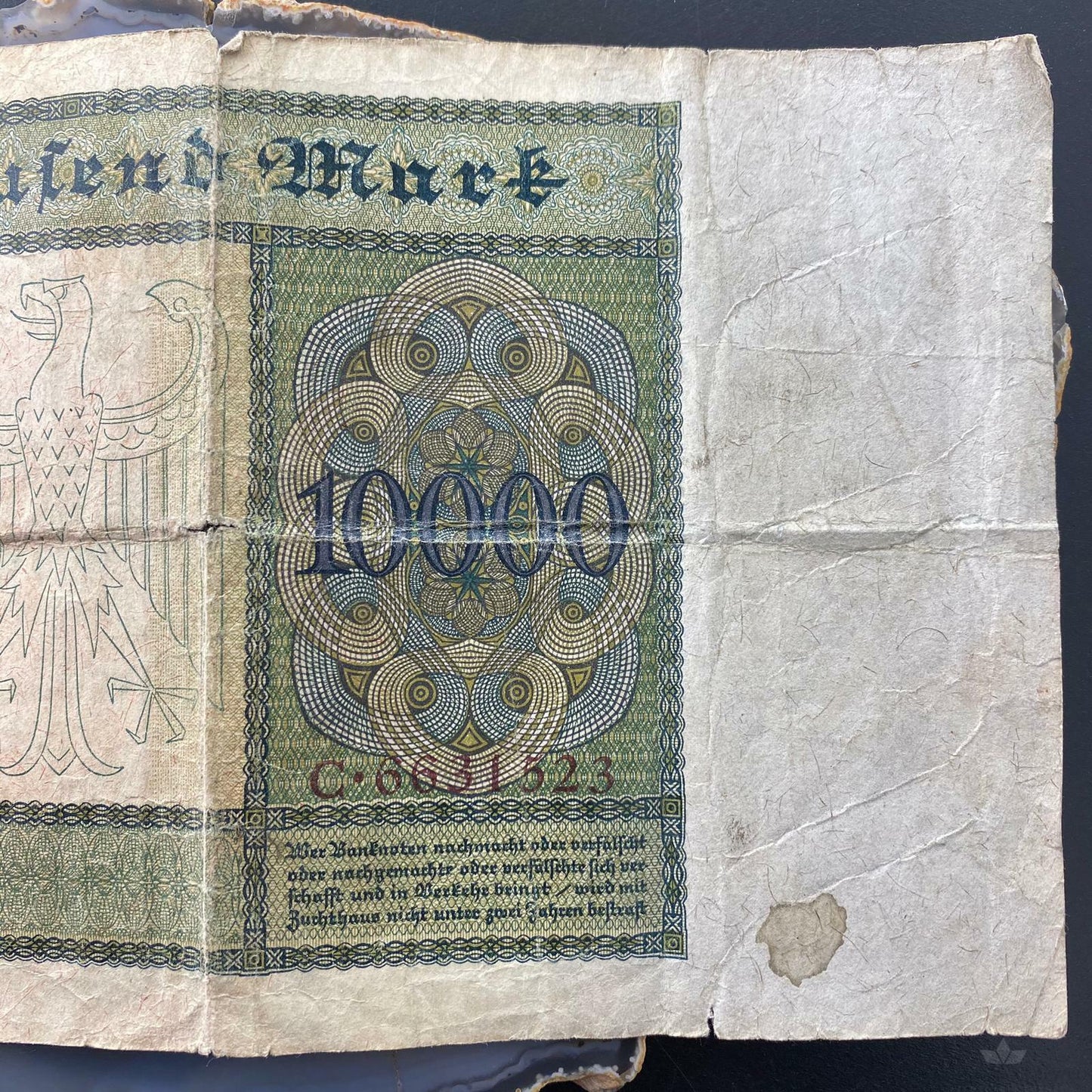 1922 Germany 10000 Marks Berlin Large Reichsbanknote, Collectible