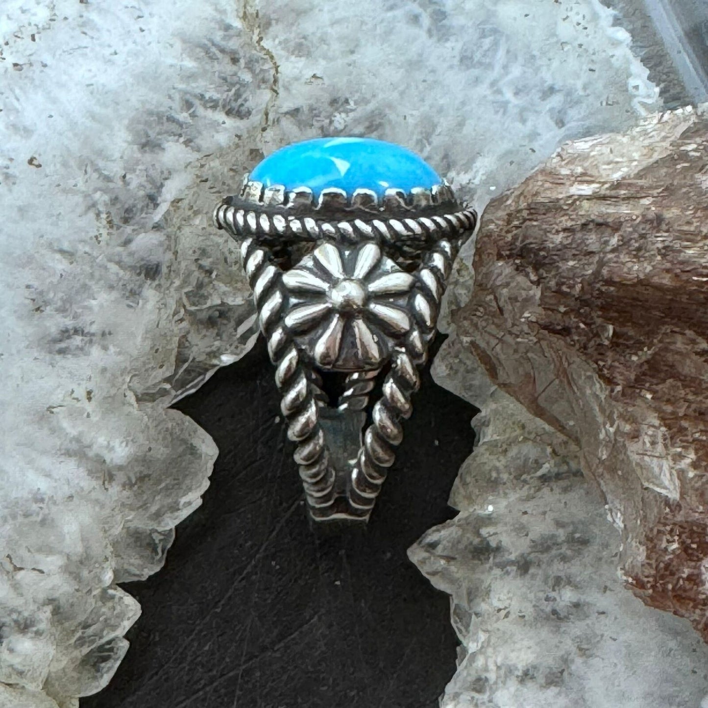 Carolyn Pollack Vintage Sterling Silver Oval Blue Turquoise Ring For Women