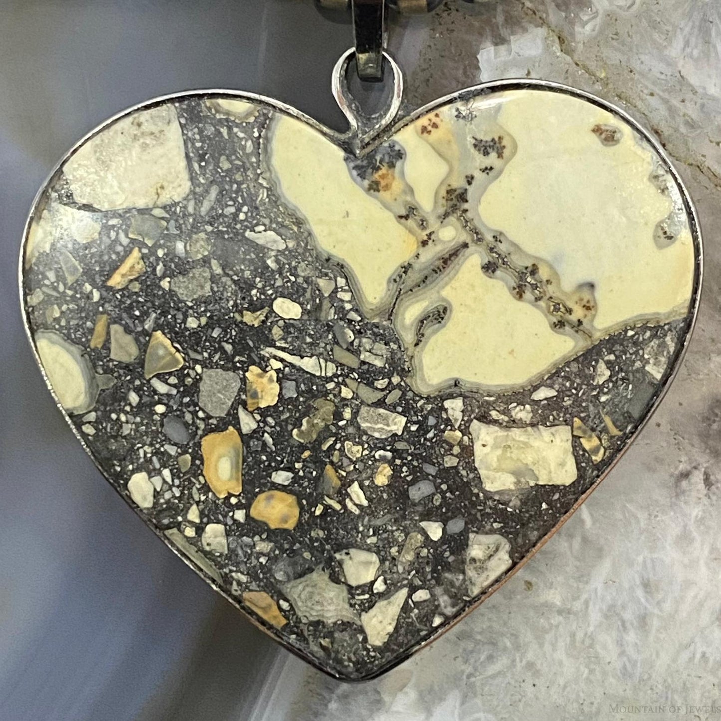 Stainless Steel Heart Shape Maligano Jasper Pendant For Women #101