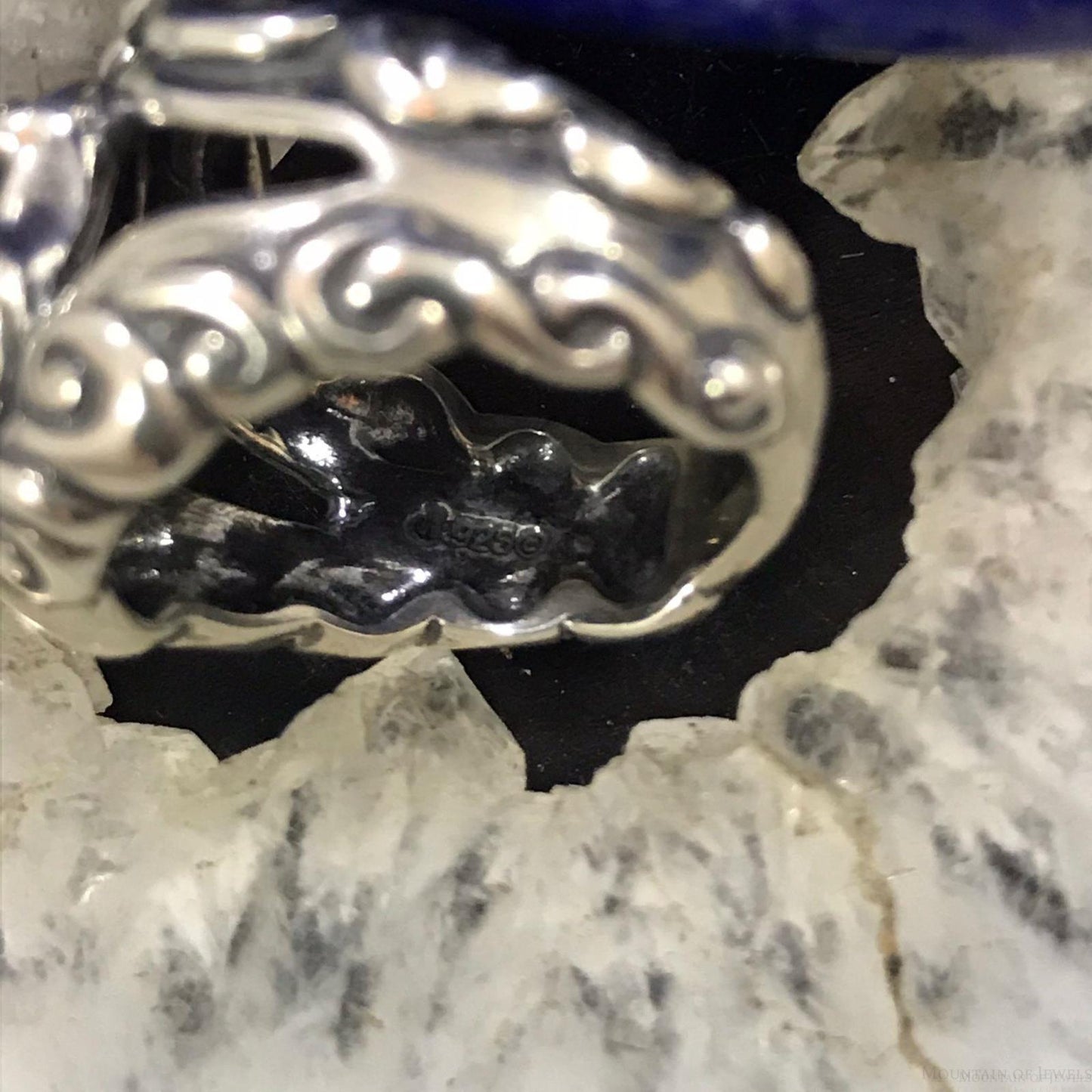 Carolyn Pollack Sterling Silver Lapis & Faceted Clear Quartz Doublet Ring Size 5.5 For Women