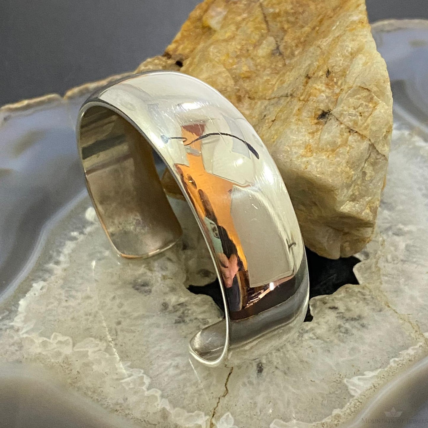 Vintage Native American Sterling Silver Plain Solid Cuff Bracelet For Women