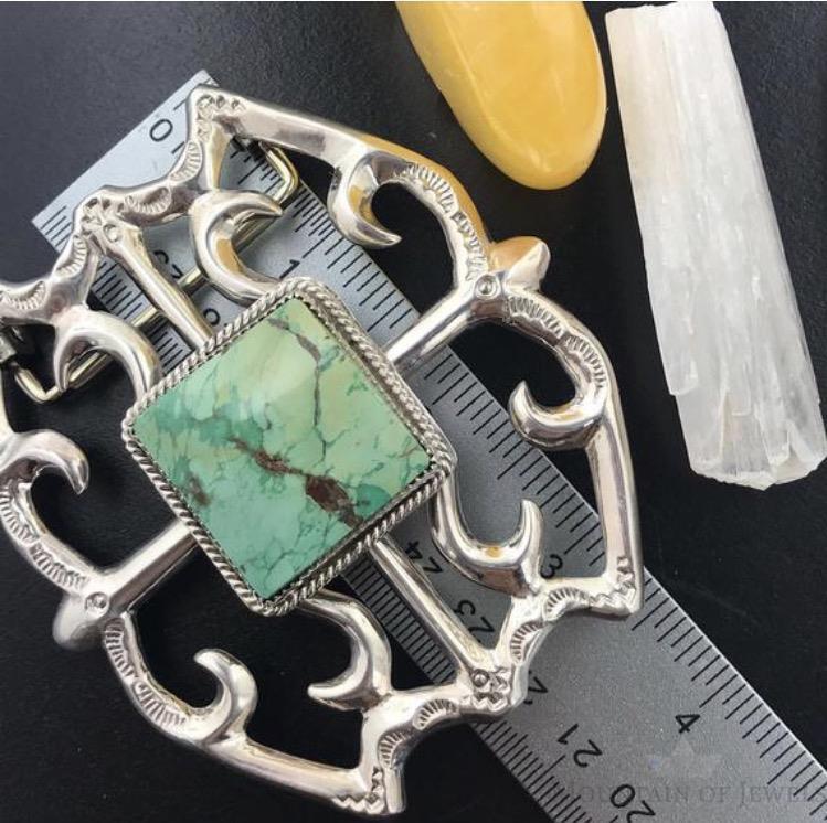 Frances J Begay Navajo Native American Sterling Silver Turquoise Belt Buckle