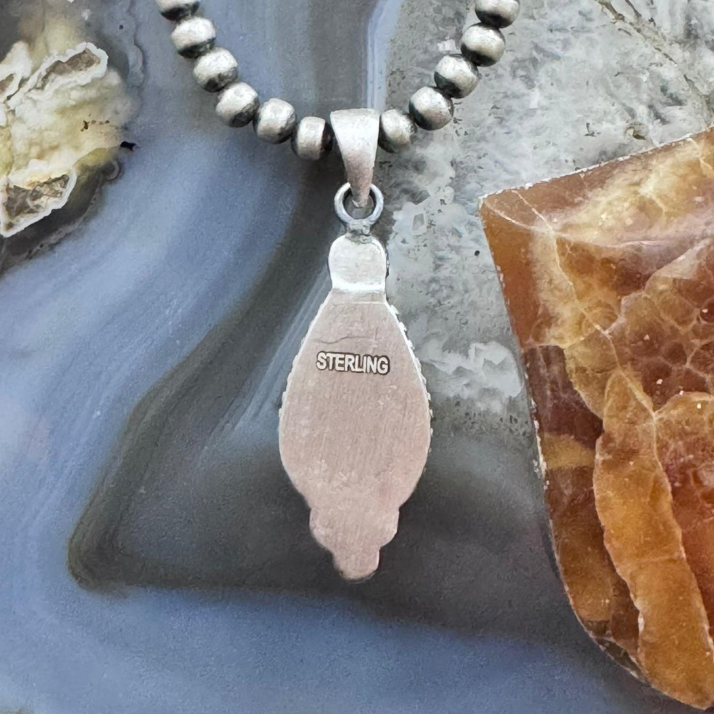 Sterling Silver Southwestern Style Teardrop Golden Hill Turquoise Pendant For Women #1