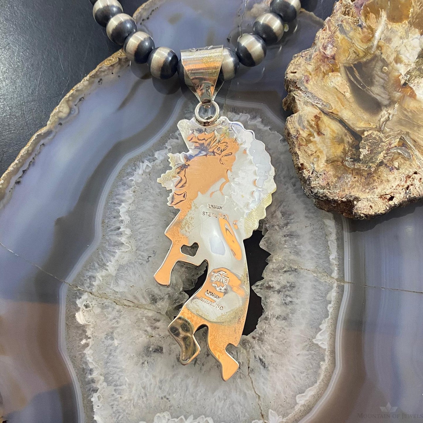 Alonzo Mariano Sterling & Turquoise Unisex Kokopelli Kachina Dancer Pendant #1