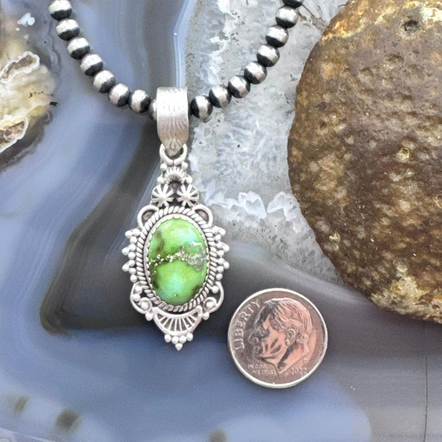 Sterling Silver Southwestern Style Sonora Gold Turquoise Decorated Pendant For Women
