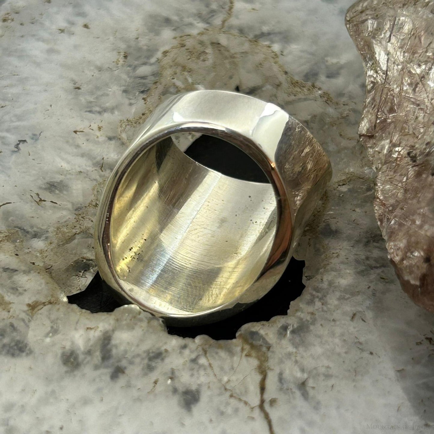 Sterling Silver Asymmetrical Cigar Band Modern Fashion Ring For Women, Taxco Mexico
