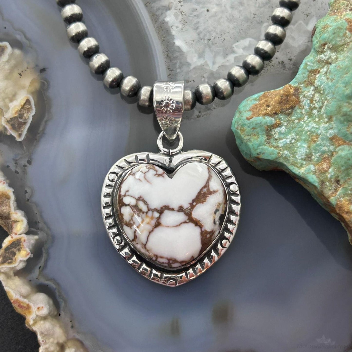 Sterling Silver Southwestern Style Wild Horse Heart Pendant For Women