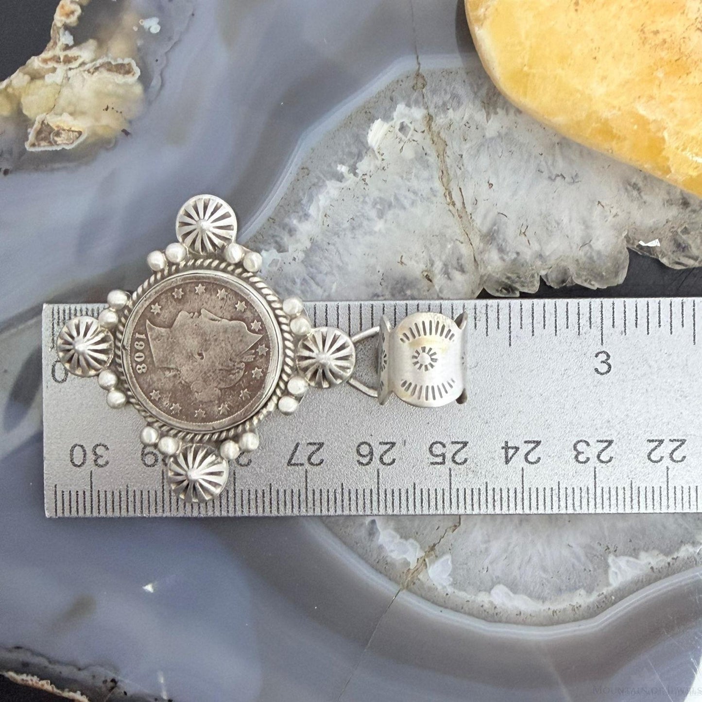 1908 Genuine US Liberty Head Nickel Decorated Unisex Sterling Silver Pendant