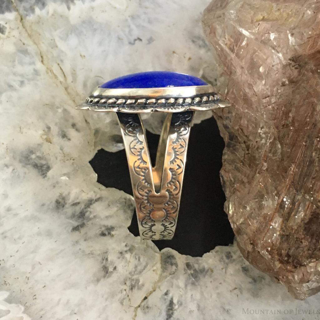 Carolyn Pollack Sterling Silver Oval Lapis Lazuli Decorated Ring For Women