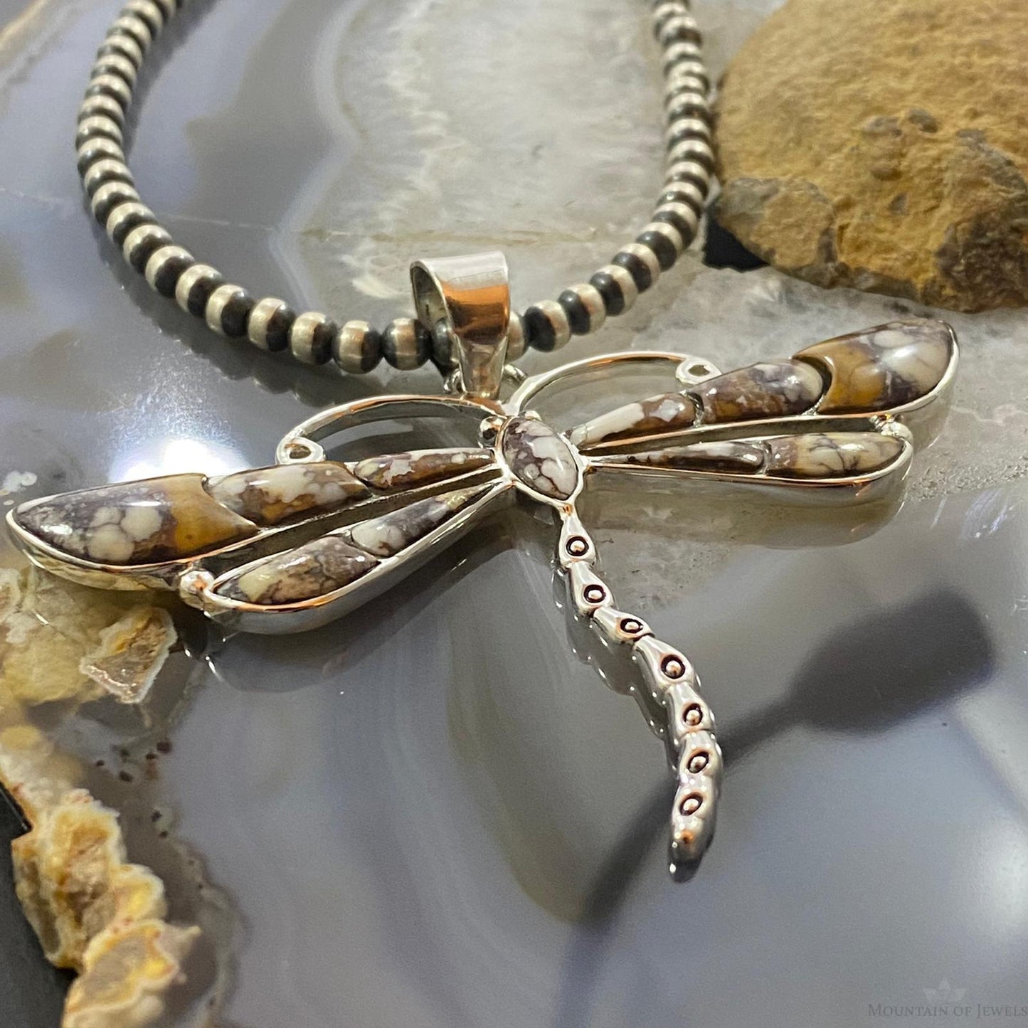 Native American Sterling Silver Wild Horse Dragonfly Pendant For Women
