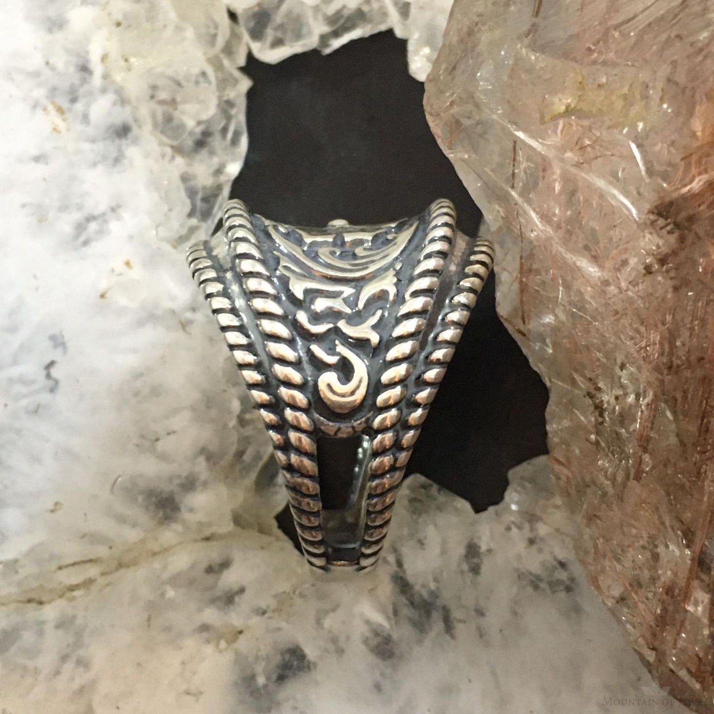 Carolyn Pollack Southwestern Style Sterling Silver Wide Decorated Ring For Women