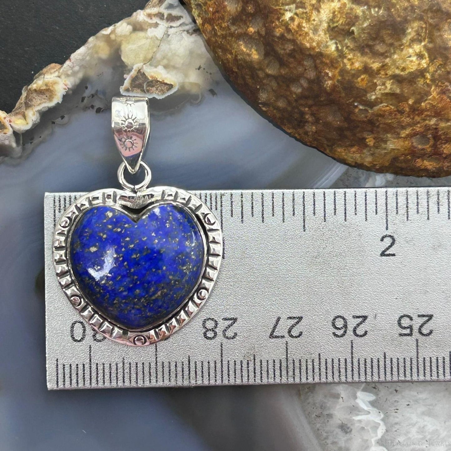 Sterling Silver Southwestern Style Lapis Lazuli Heart Pendant For Women