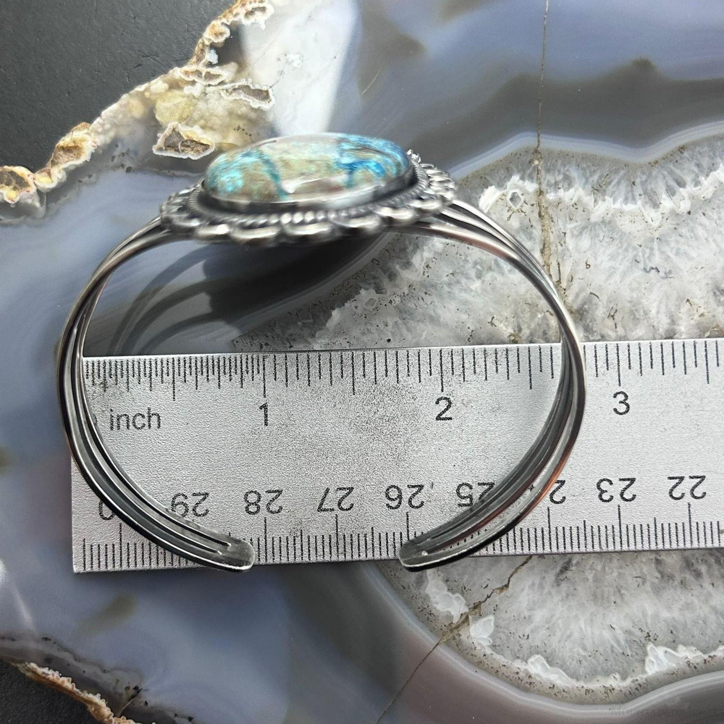 Sterling Silver Southwestern Style Large Oval Shattuckite Bracelet For Women