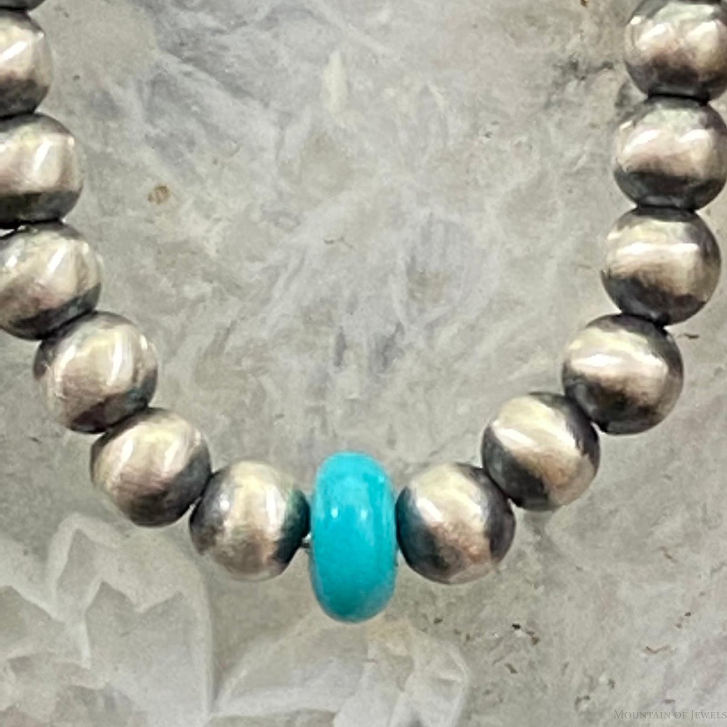 Graduated Navajo Pearl Beads & Turquoise Sterling Silver Dangle Earrings