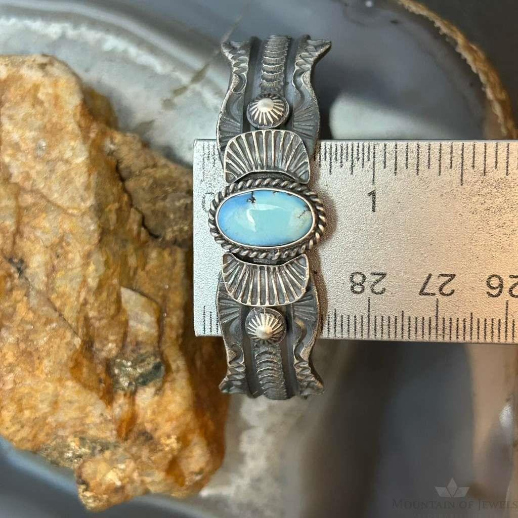 Kevin Billah Native American Sterling Silver Oval Turquoise Bracelet For Women