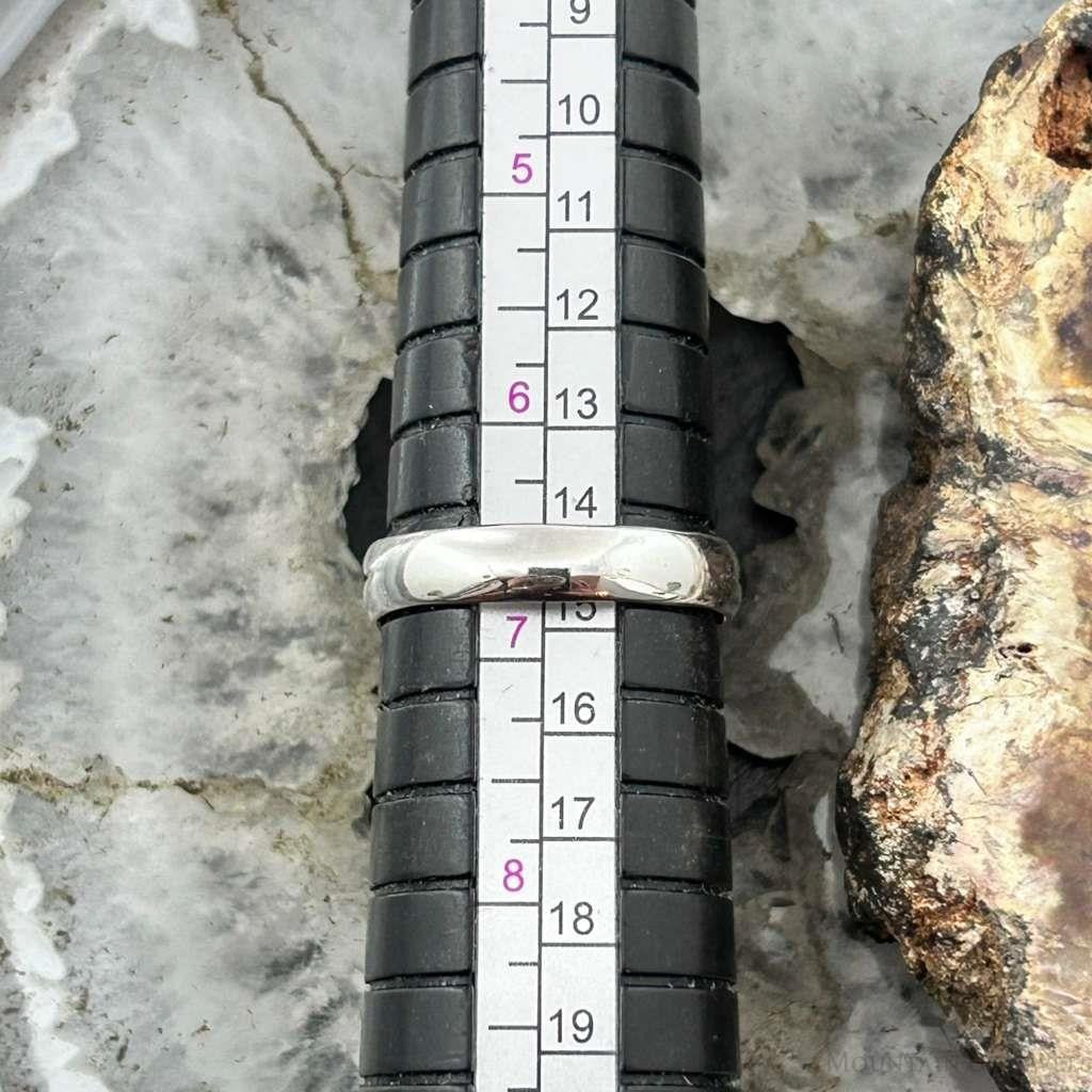 Sterling Silver Southwestern Style Oval Charoite Decorated Ring Size 6.75 For Women