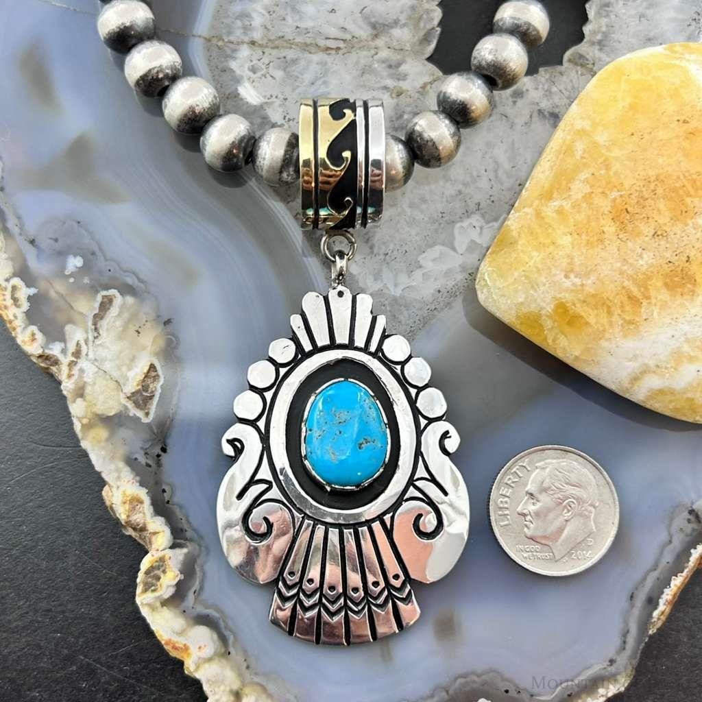 Tommy & Rosita Singer Sterling Silver Overlay w/Turquoise Unisex Pendant #1