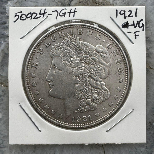 1921 US 90% Morgan Silver Dollar VG-F #50924-7GH