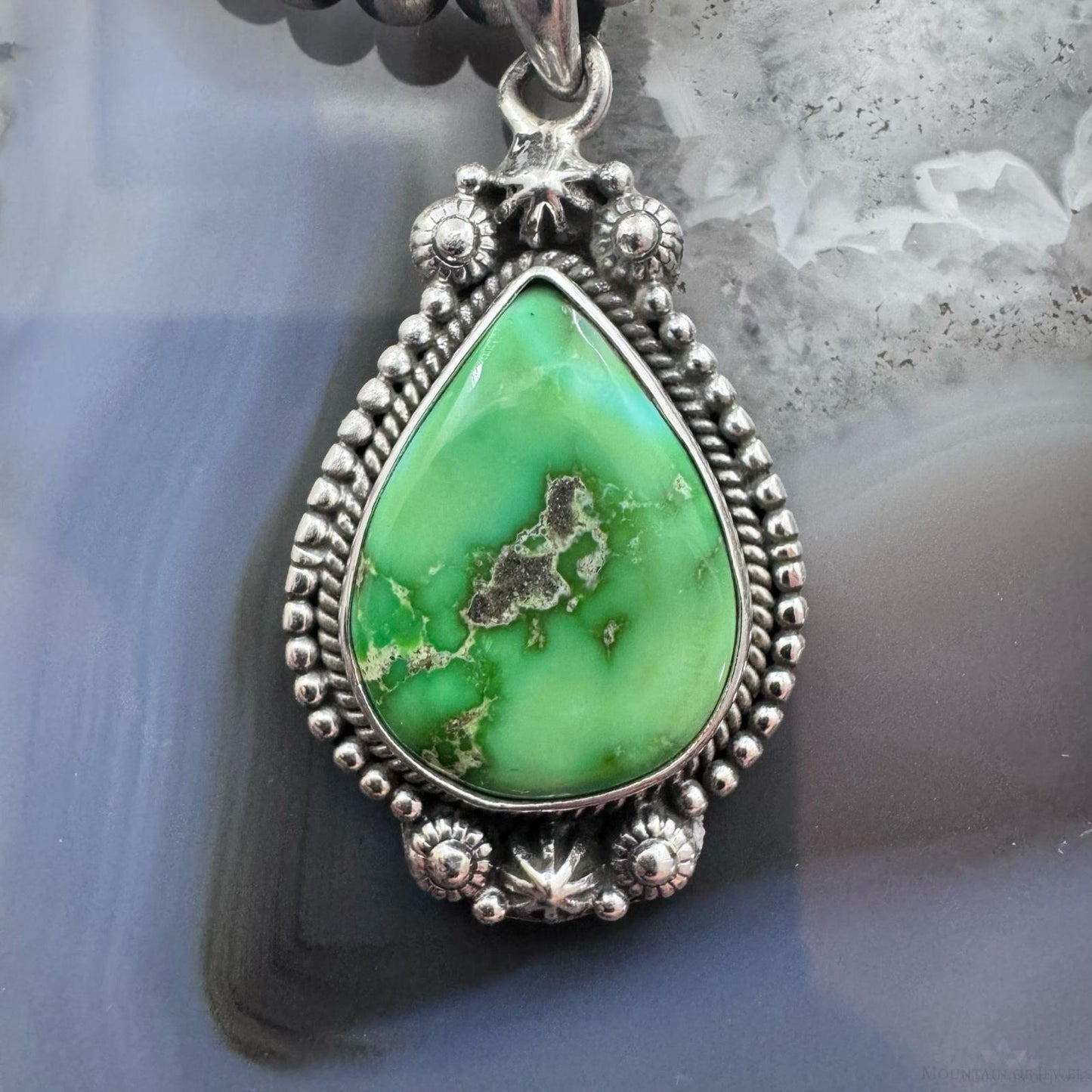 Sterling Silver Southwestern Style Teardrop Sonora Gold Turquoise Pendant For Women