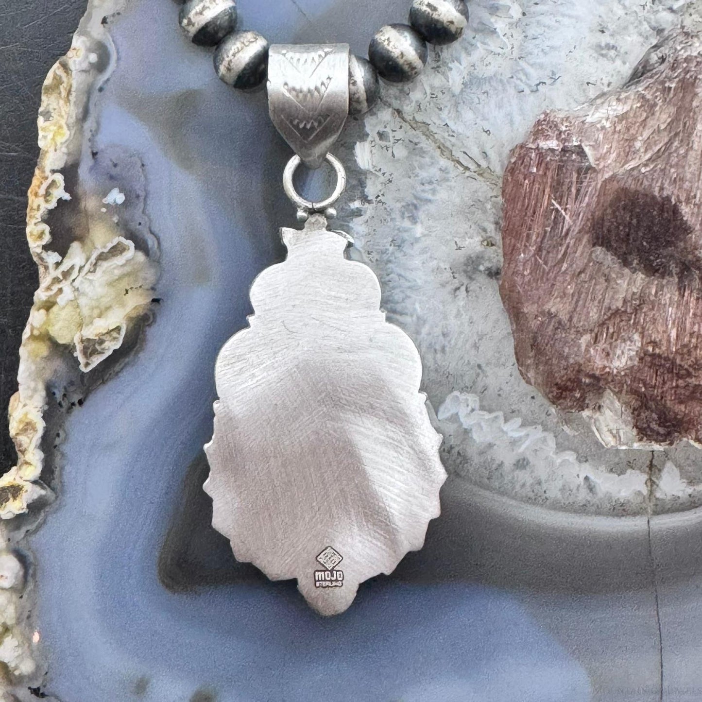 Sterling Silver Southwestern Style Elongated Teardrop Shattuckite Decorated Pendant For Women