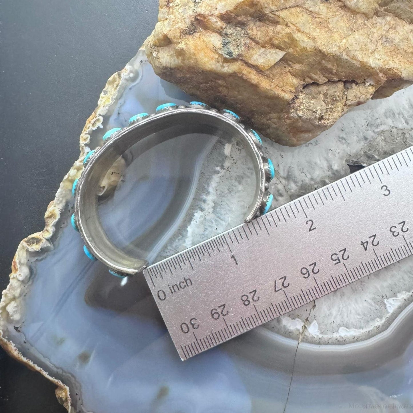 Tim Yazzie Vintage Native American Sterling Silver Turquoise Row Bracelet For Women
