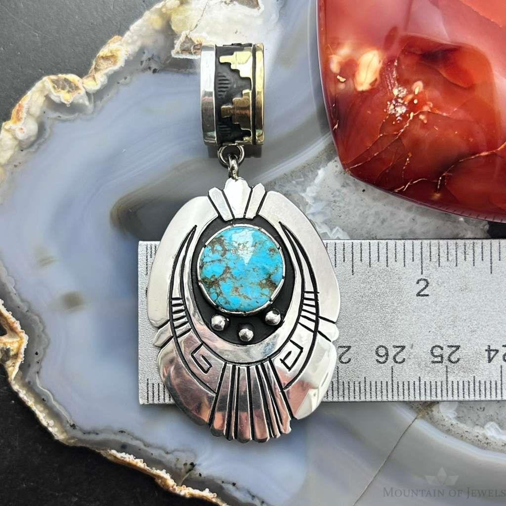 Tommy & Rosita Singer Sterling Silver Overlay w/Turquoise Unisex Pendant