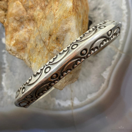 Vintage Signed Native American Sterling Silver Stamped Carinated Bracelet #1