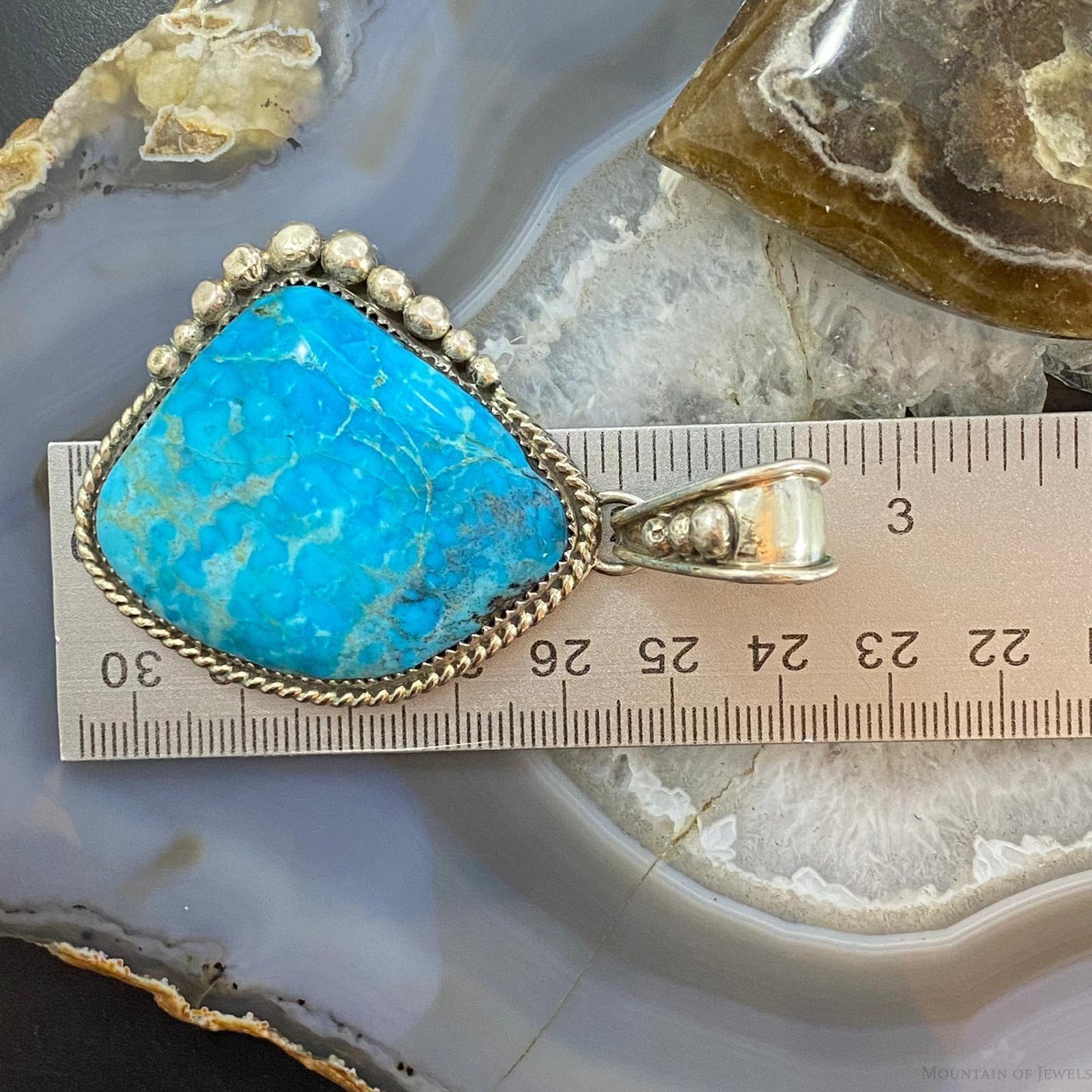 Daniel Etsitty Vintage Sterling Silver High Grade Turquoise Unisex Pendant