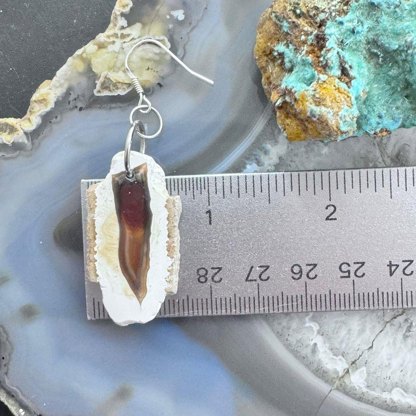 Sterling Silver Agate Slab Dangle Earrings For Women #350