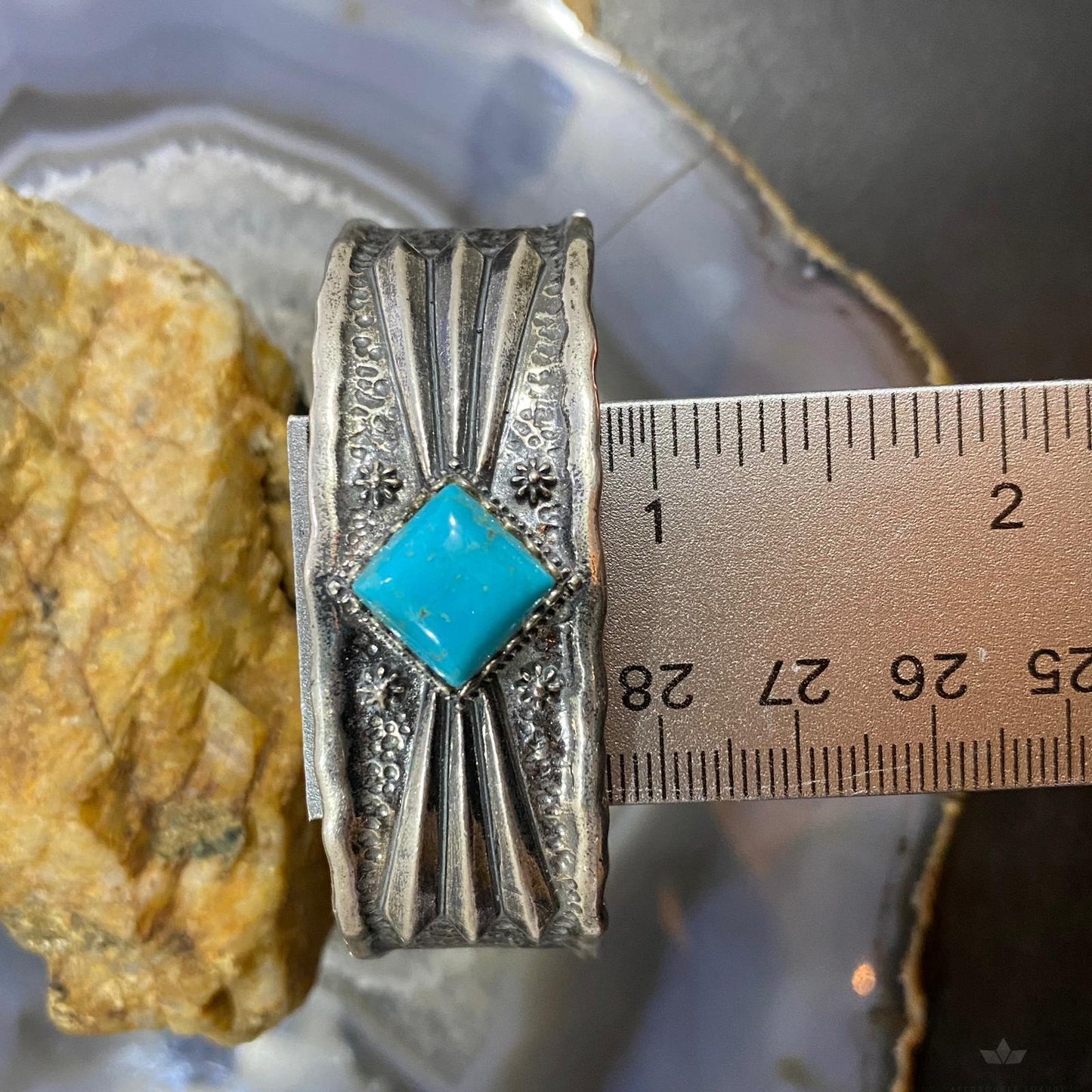 Carolyn Pollack Sterling Silver Turquoise Decorated Heavy Bracelet For Women