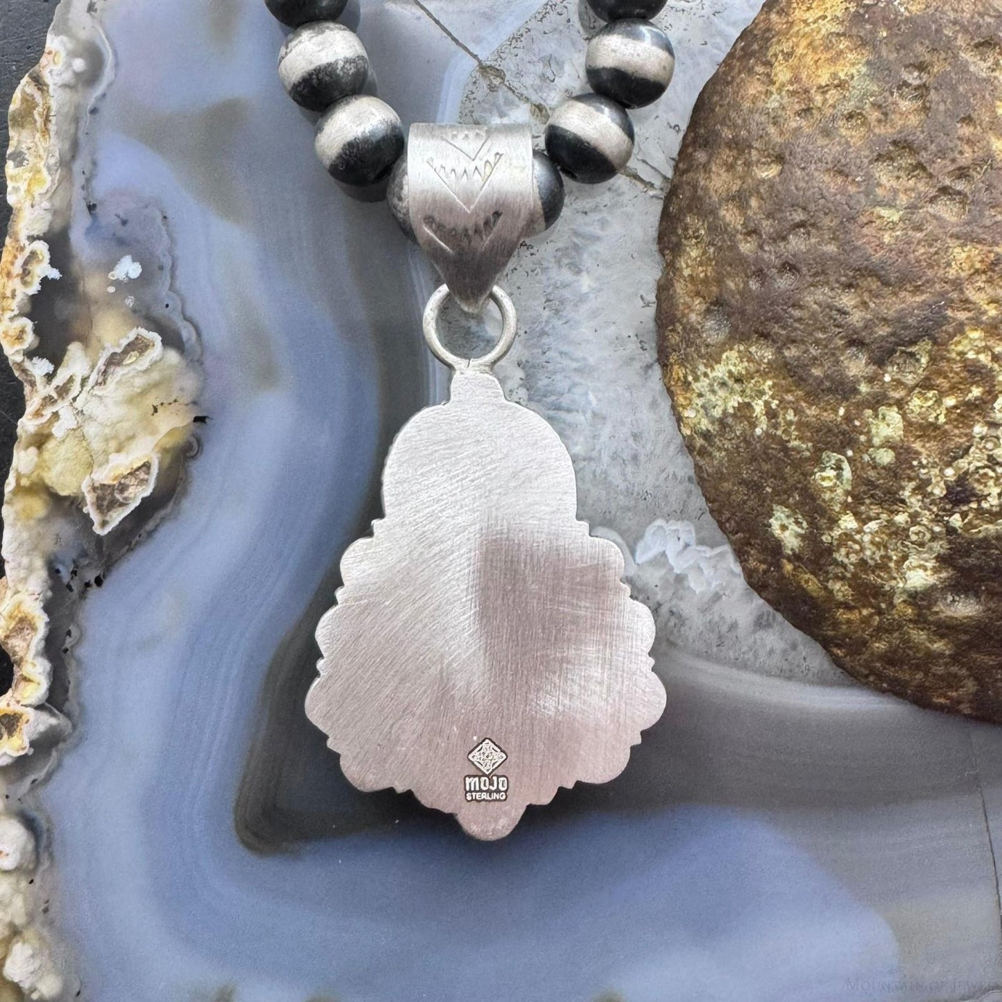 Sterling Silver Southwestern Style Triangular Shattuckite Decorated Pendant For Women