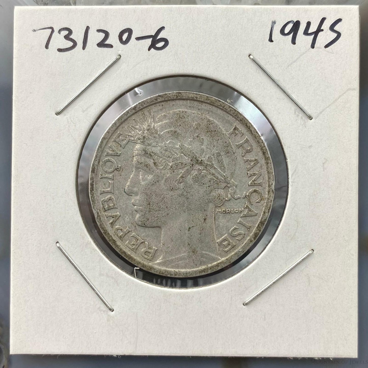 1945 France 2 Francs KM886a.1 WWII Liberty Head Collectible Coin #73120-6